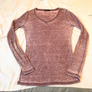 Cotton On Heathered Pink Ribbed Long Sleeve Top